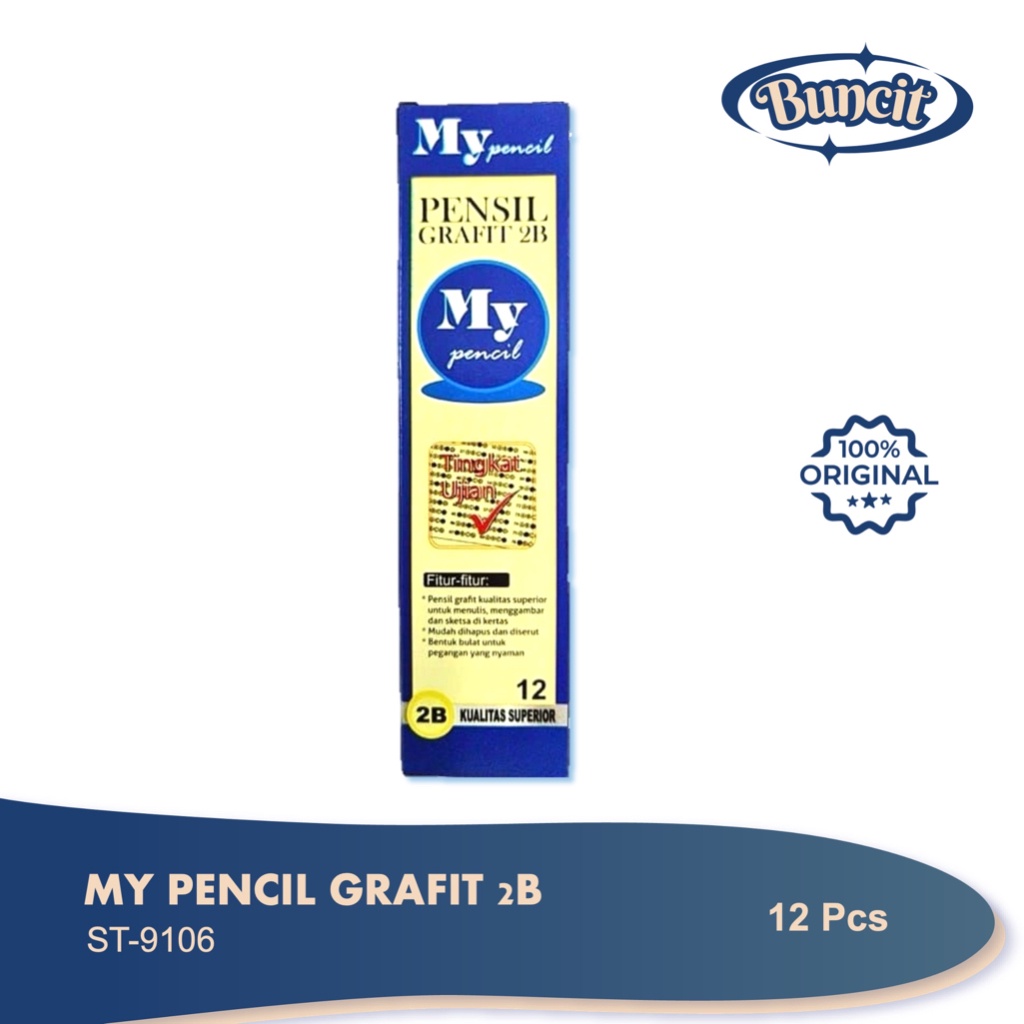 

Hemat Besar Pensil MyPensil Grafit 2B 1 Lusin 12Pcs Pensil Kayu Pensil Sekolah Pensil Raut