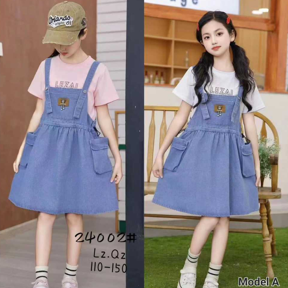 Overall Jeans Baju Kodok Anak Perempuan Usia 3-8 Tahun