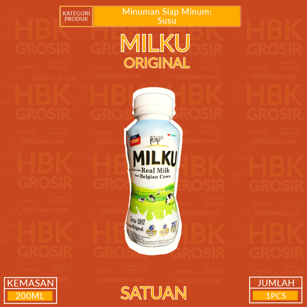 

Susu UHT MILKU Original 200ML Botol PCS / PACK ISI 12PCS [HBK GROSIR - Hemat Beragam Komplit]