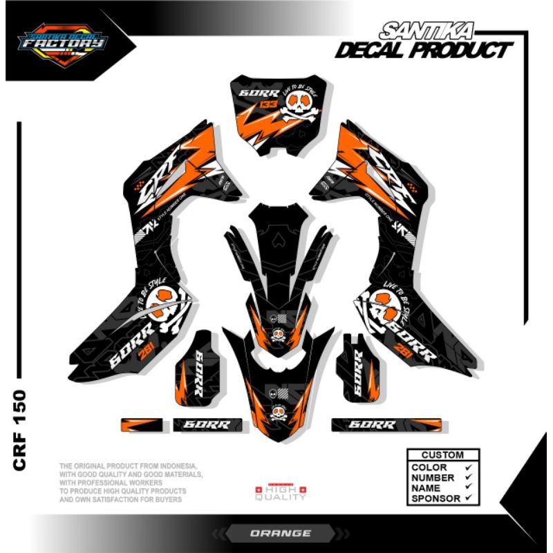 STIKER DECAL MOTOR CRF 150L NEW DESAIN/CRF 150L/STIKER MOTOR CRF 150L/DECAL CRF KEREN FULL BODY