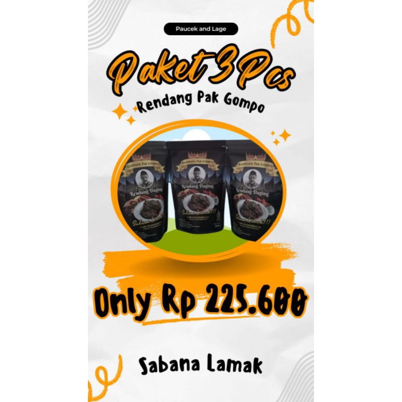 

Paket 3pcs Rendang Pak Gompo 3 X300gr