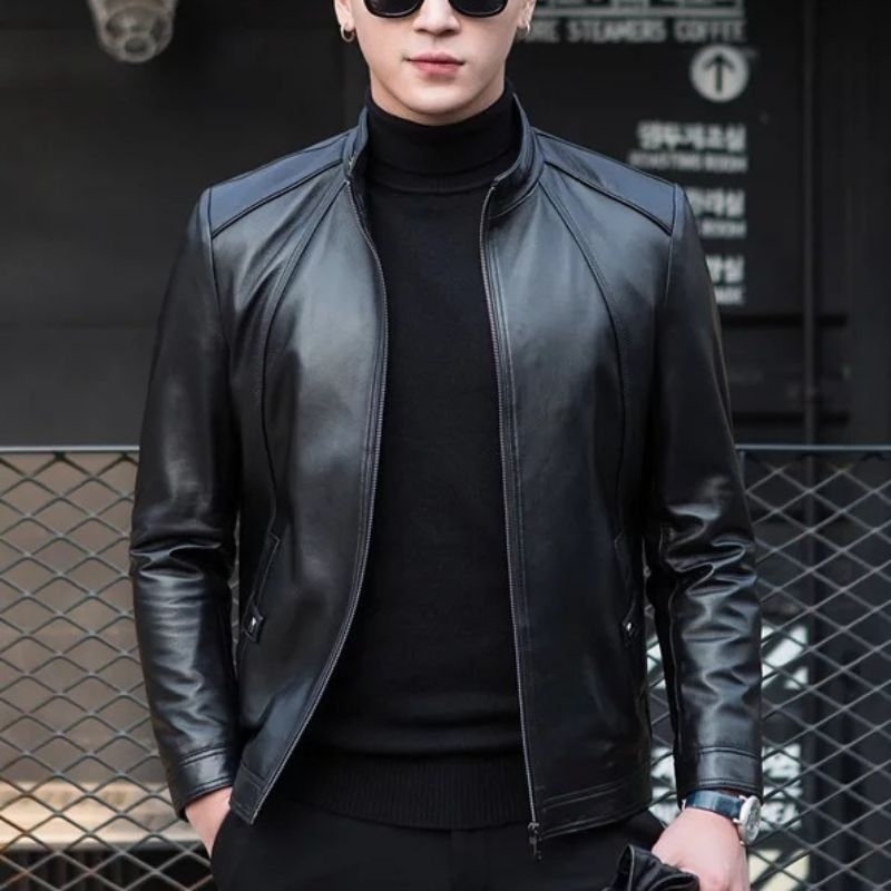 jaket kulit asli 100% bahan kulit domba jaket pria jaket anak muda jaket motor jaket keren