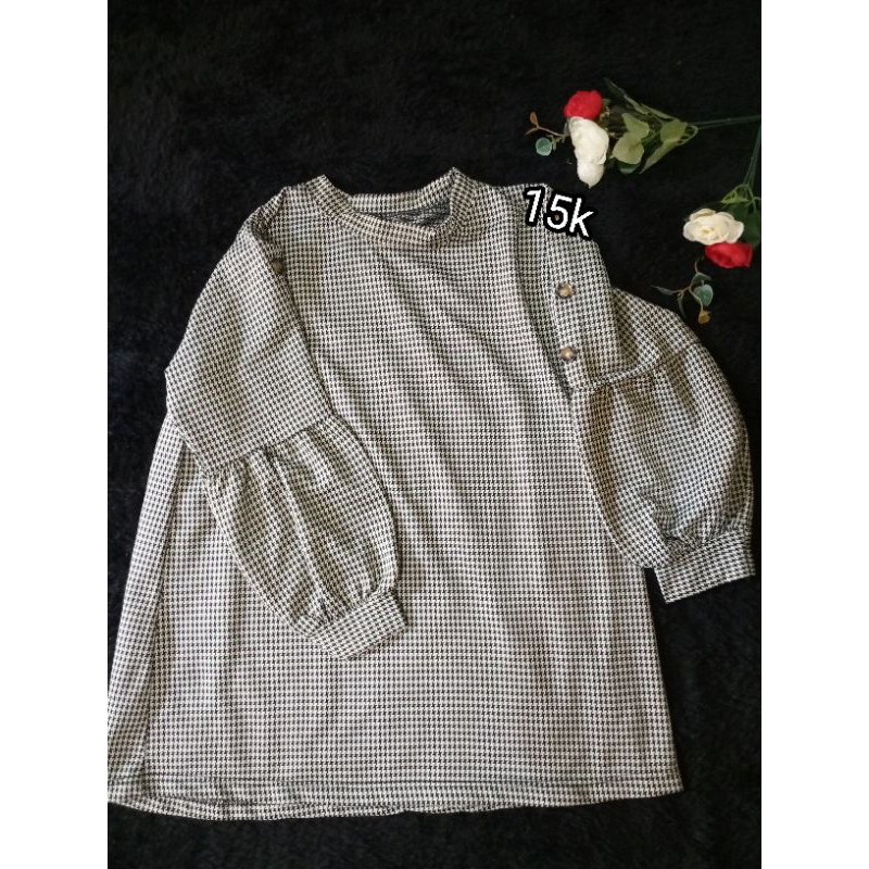 Preloved Blouse salur lengan balon