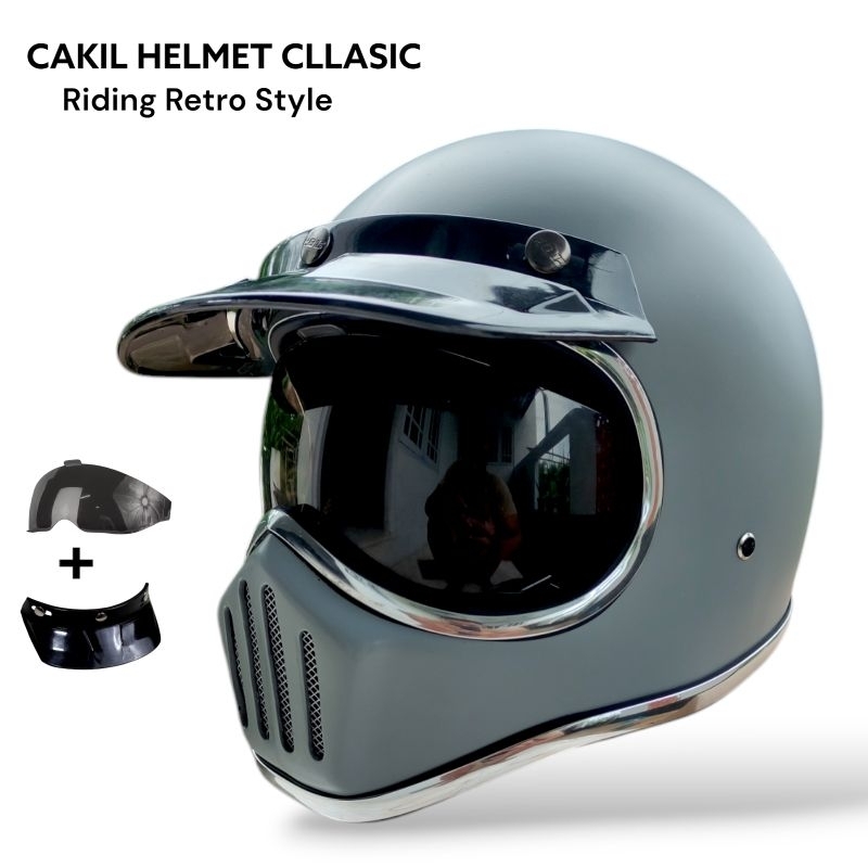 HELM CAKIL PREMIUM SET VISOR PET HELMET