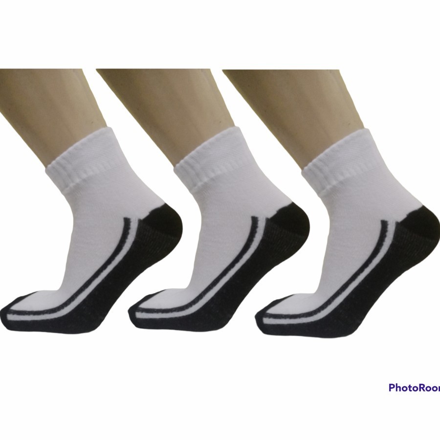 

6 PASANG KAOS KAKI PENDEK PUTIH TELAPAK HITAM / KAOS KAKI SEKOLAH - Putih Telapak H