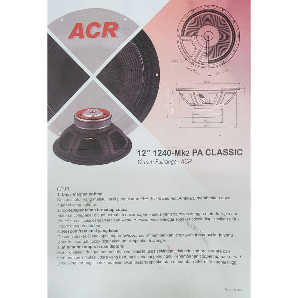 speaker ACR 1240 MKII Classic / 1240 MK2 classic – 12 inch full range