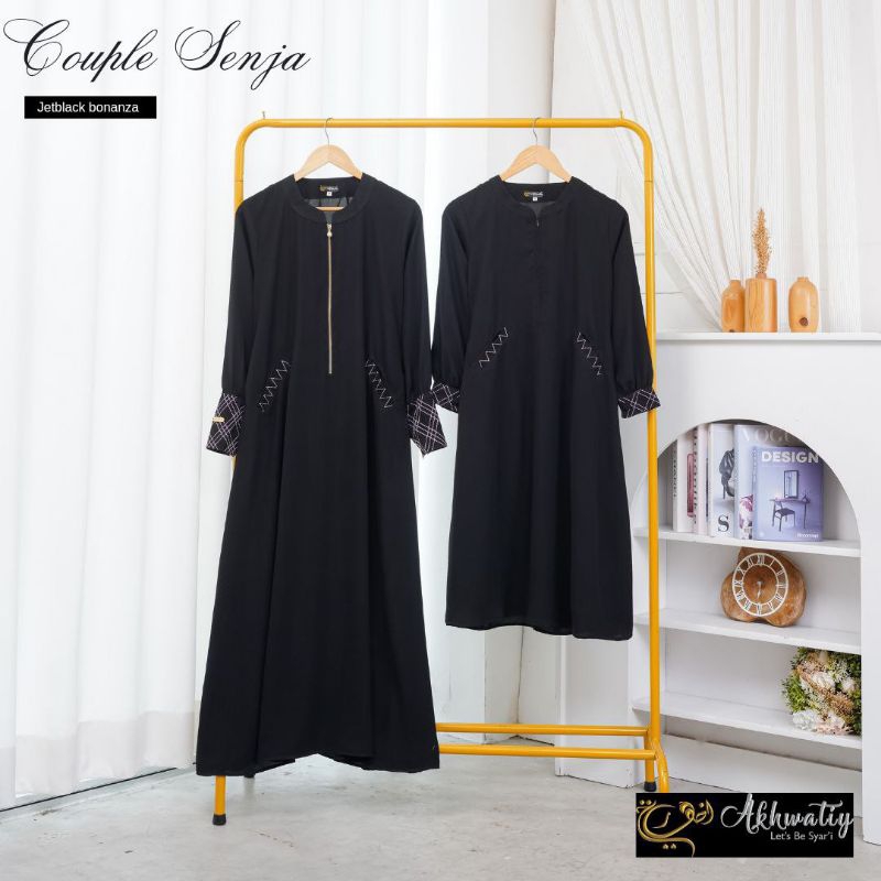 Set Gamis Couple Ibu dan Anak/Set Gamis Jetblack/Gamis Umroh haji/Couple Syar'i/Couple Mom Kids/Hija