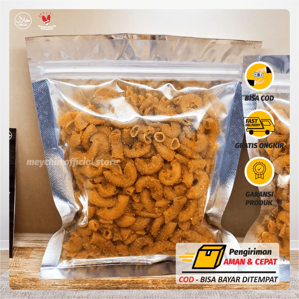 

[COD] MAKARONNI BANTET MEYCHIN KEMASAN MEDIUM 105 GRAM RENYAH PEDAS FREE EKSTRA BUMBU TABUR