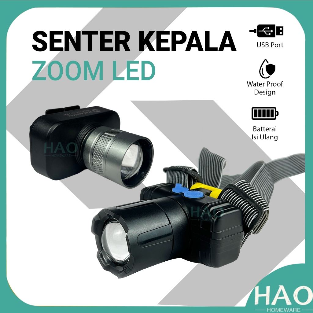 Senter Kepala Zoom / Headlight Led / Senter Kepala Travel / Senter Kepala Charger / Di Zoom /