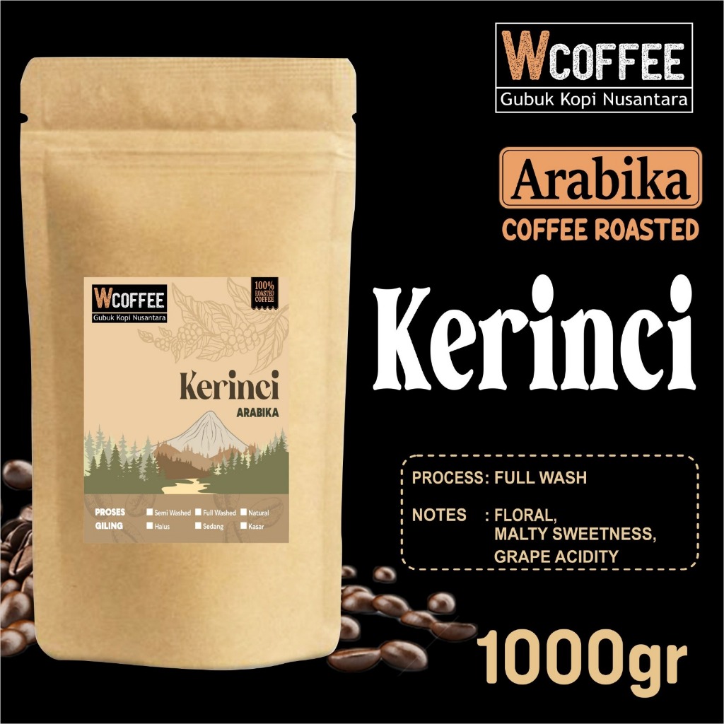 

Biji Kopi Bubuk Arabika Kerinci kayu aro - kopi Jambi Sumatra 1000 Gram by Wcoffee