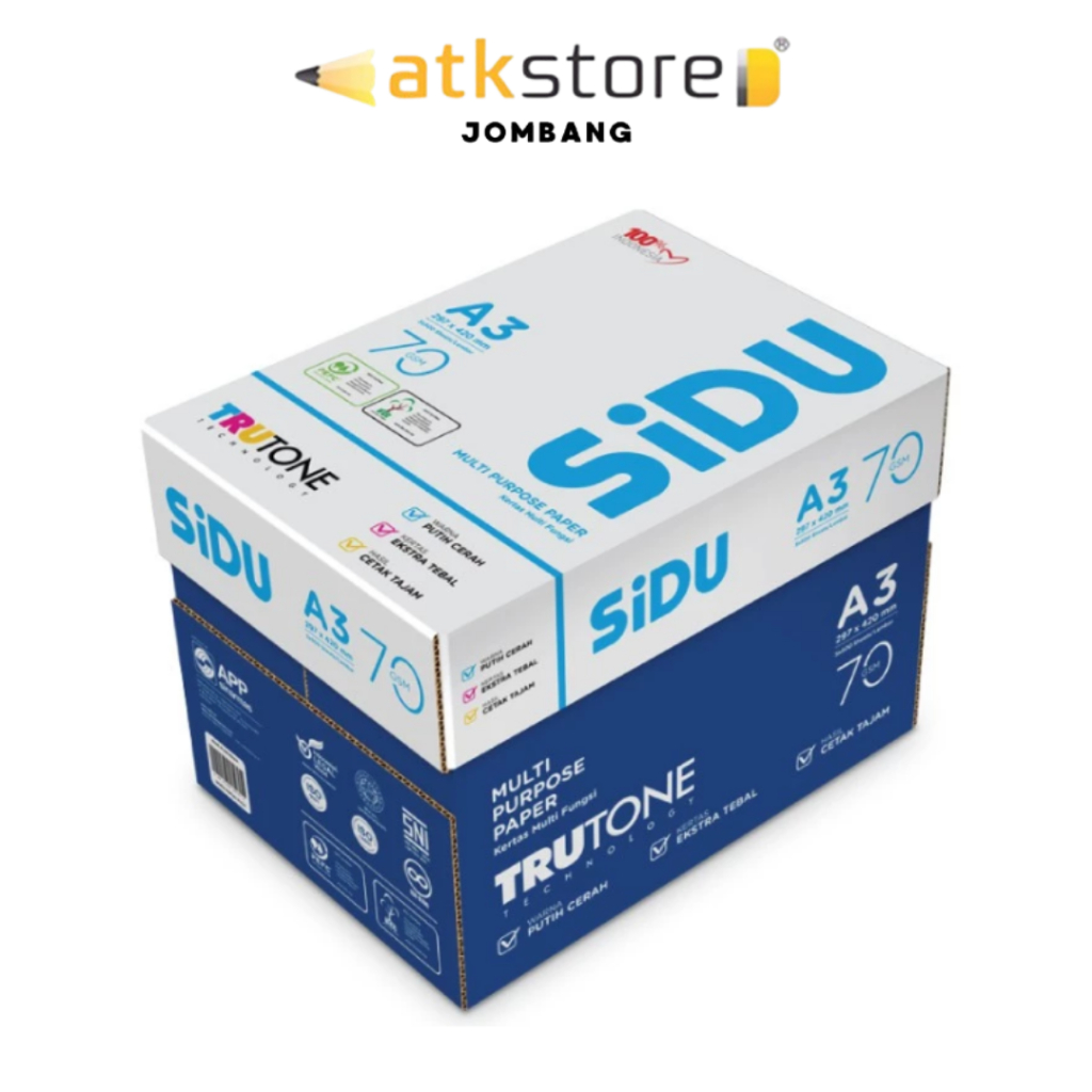 

SIDU Kertas Fotocopy HVS 70 GSM A3 Kertas Fotocopy 1 BOX (5 RIM) Kertas Fotocopy dan Print