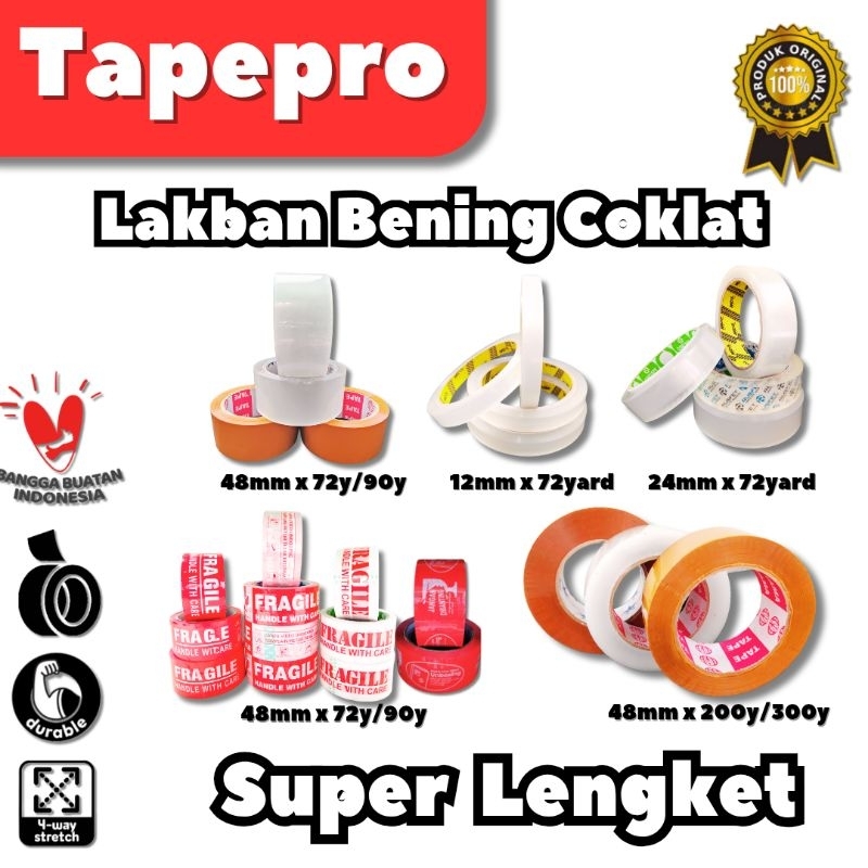 

Lakban OPP / Solatip OPP / Isolasi OPP / BENING COKLAT / FRAGILE MERAH PUTIH UNBOXING / Ukuran 12mm 24mm 48mm x 72yard 90yard 200yard 300yard x 45mm / Super Lengket Tebal Kuat