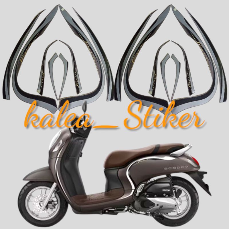 Striping Lis Body Motor Scoopy Stylish 2022 Hitam