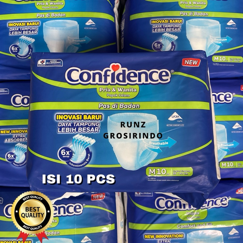 Confidence Size M10 Pampers Dewasa Orang Tua Lansia Type Celana Pas di Badan