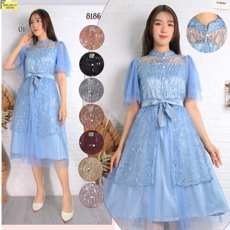Dress Wanita Brokat Elegan Kondangan | Gaun Brokat Pesta Wanita Modern | Maxi Dress Brokat Premium