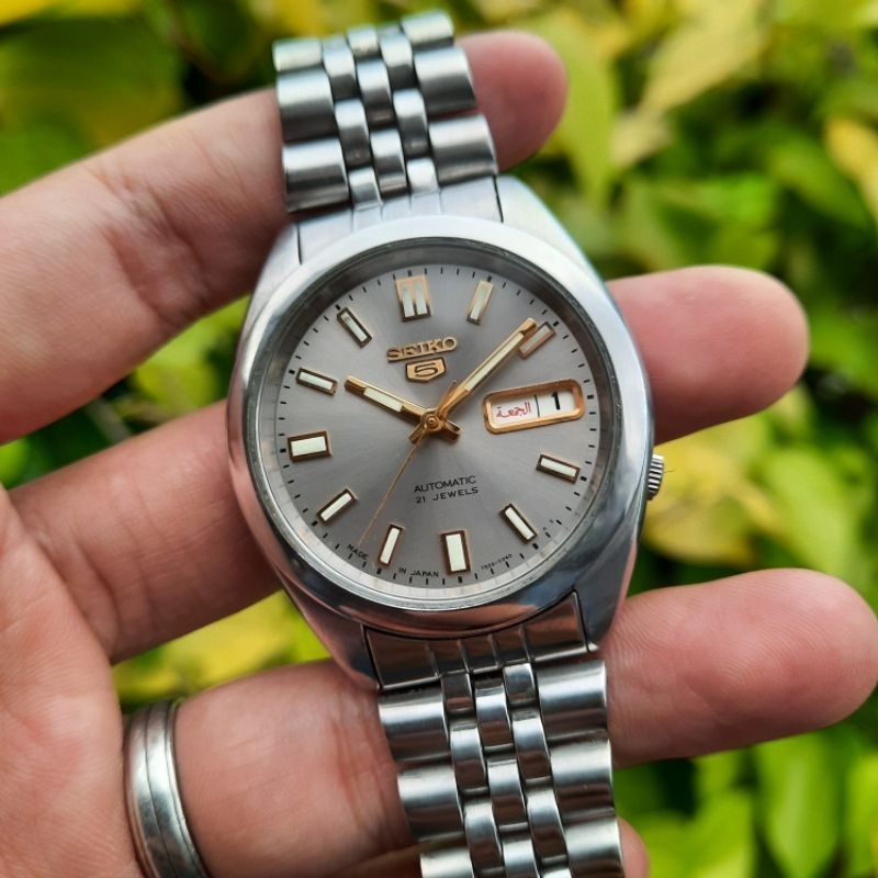 JDM Seiko 5 Automatic 7S26-00X0 Jubile Bracelet Grey Sunbrust Dial like SNXS75