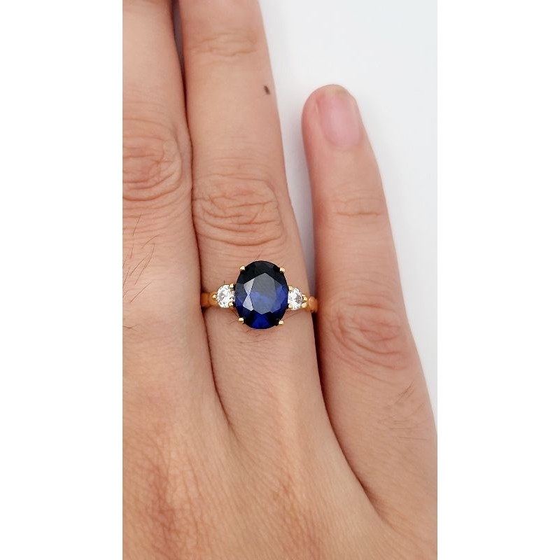 Cincin Emas Asli Permata Biru Gold 16k