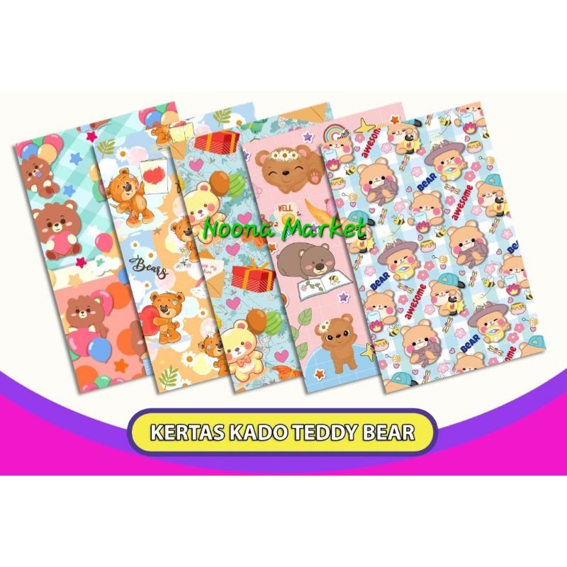 

Kertas Kado Teddy Bear/ 5 Lembar / Kertas Kado Ultah / Kertas Kado HVS