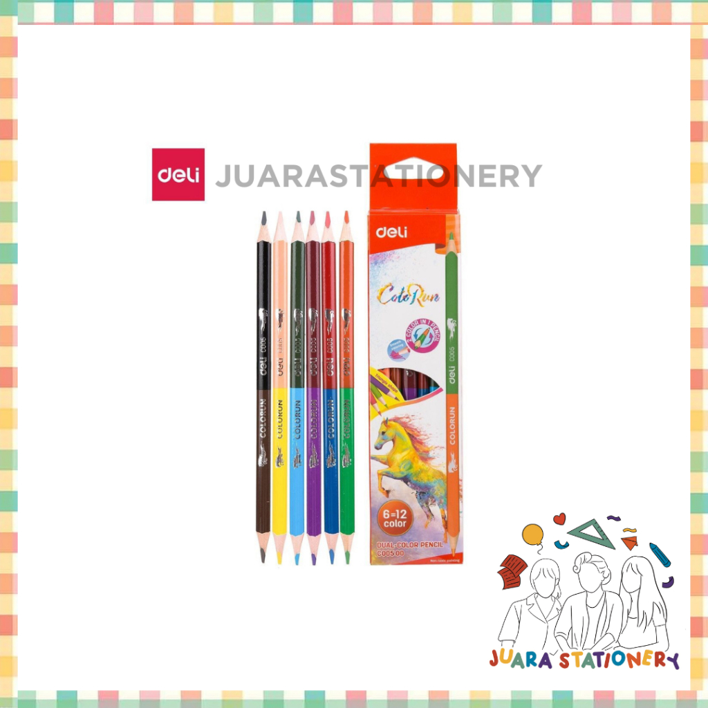 

Pensil Warna Deli 2 warna bolak balik / Persil warna Deli dual color 6=12 warna (3135)
