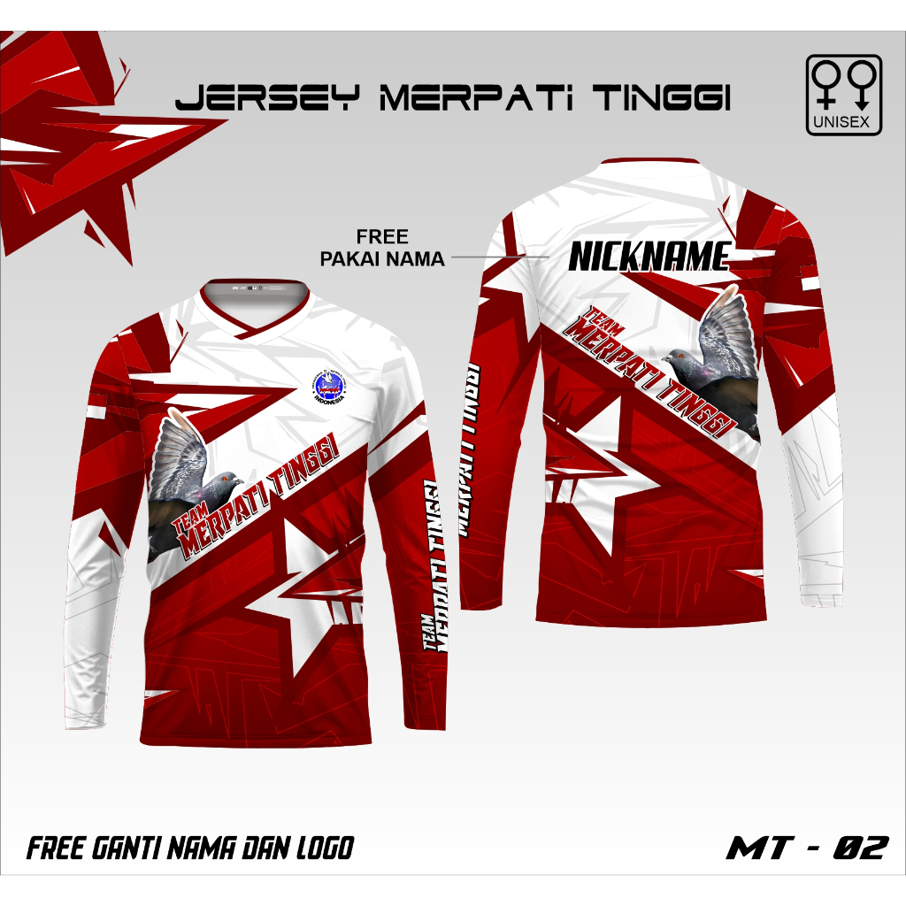 Jersey kaos merpati  tinggi baju merpati burung dara terbaru lengan panjang