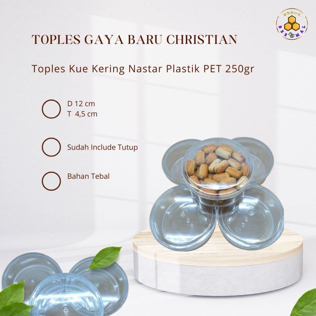 Toples Gaya Baru Toples Christian Kue Kering Nastar Plastik Mika 250 Gram