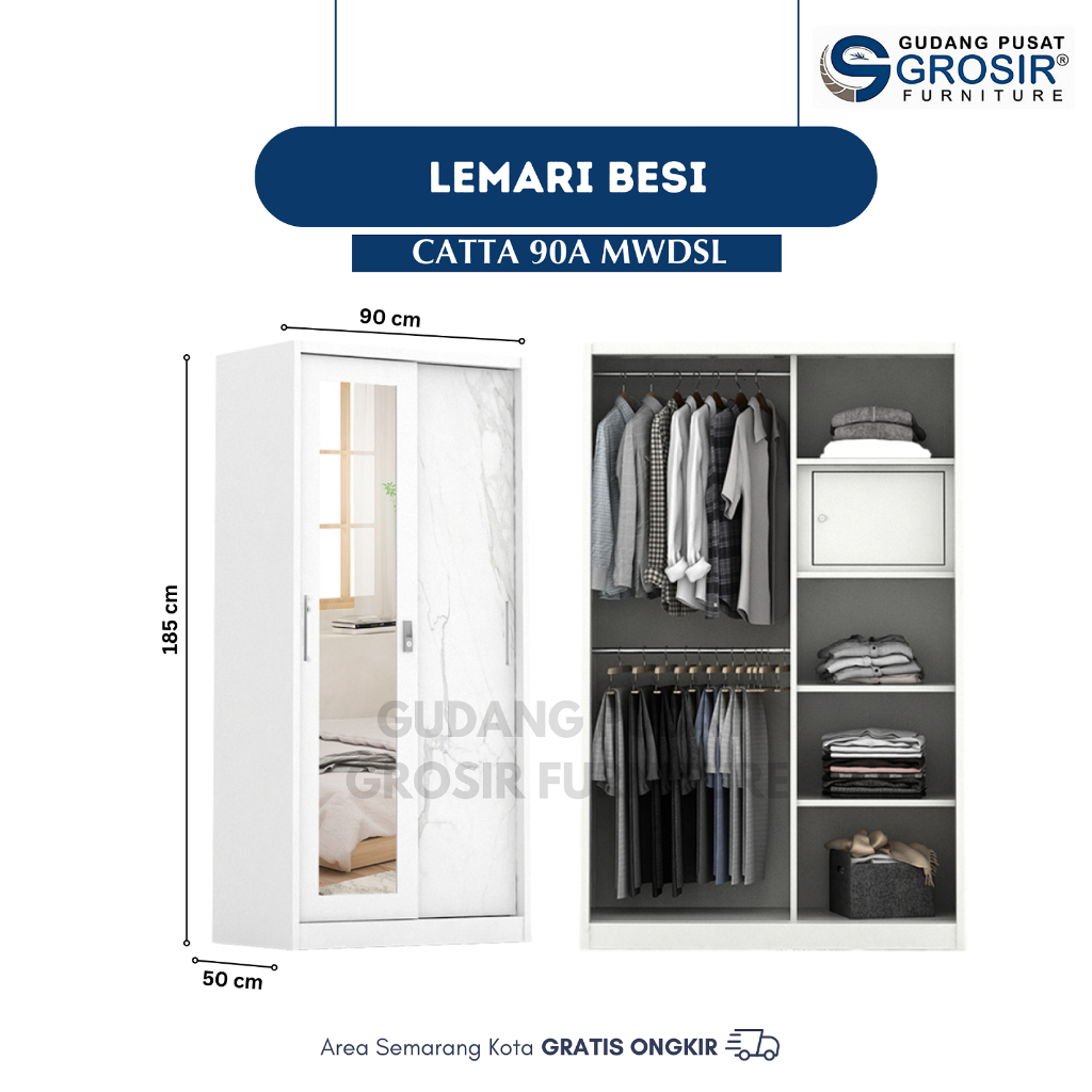 LEMARI BESI - Lemari Pakaian Besi Sliding / Pintu Geser - CATTA
