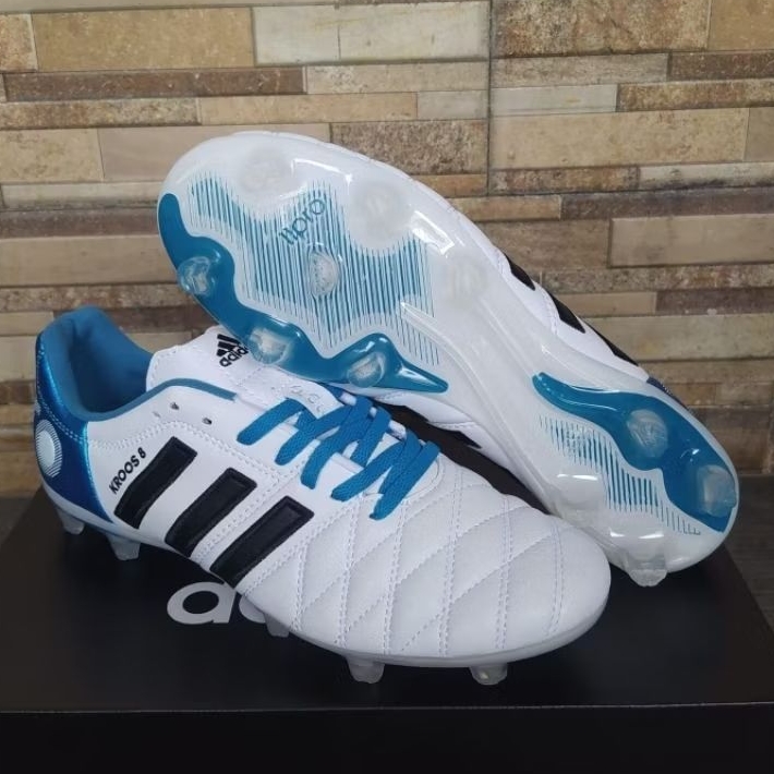 Sepatu Bola Ads Adipure11 Pro White Blue Fg