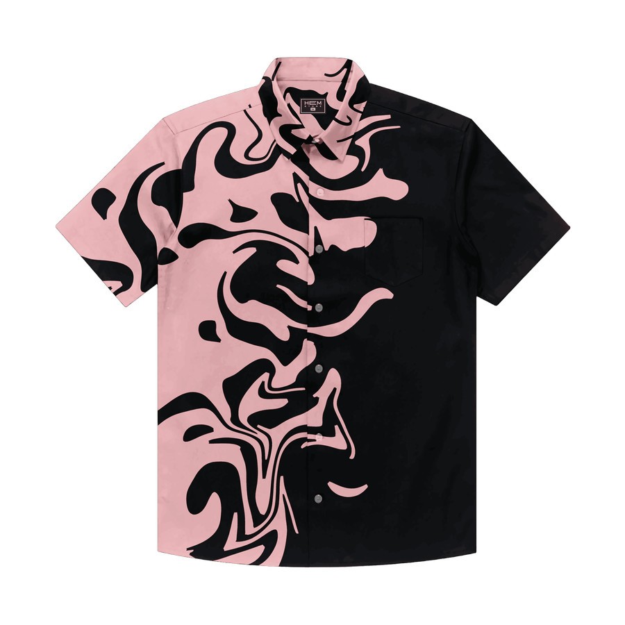 Kemeja Hawai Pria dan Wanita Motif Leak Liquid
