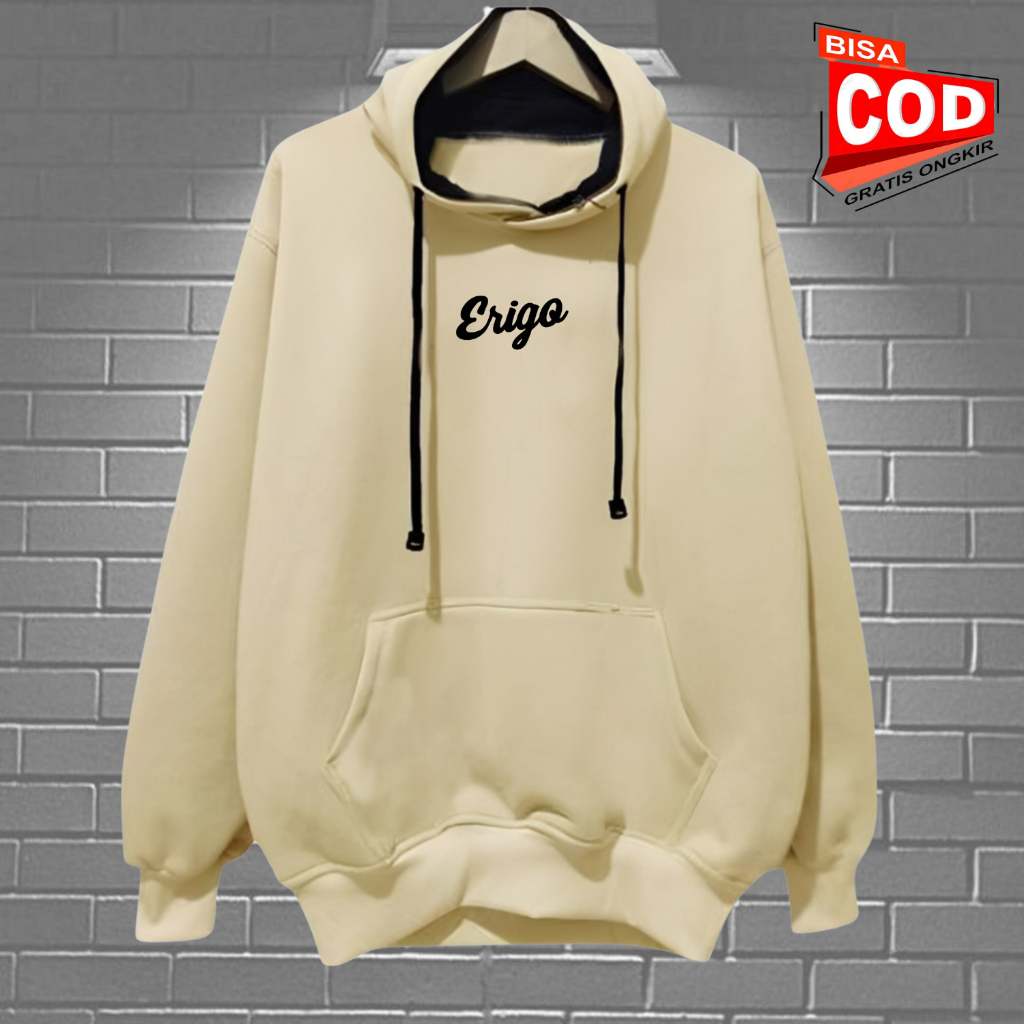 OFFICIAL Sweater Hoodie Pria Wanita Erigo Terlaris Warna Cream Original Switer Sweter Hudi Laki