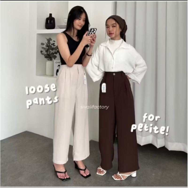PROMO / BAHAN PREMIUM / loose Pants Highwaist - Jennie Pants - Celana Kulot Polyester