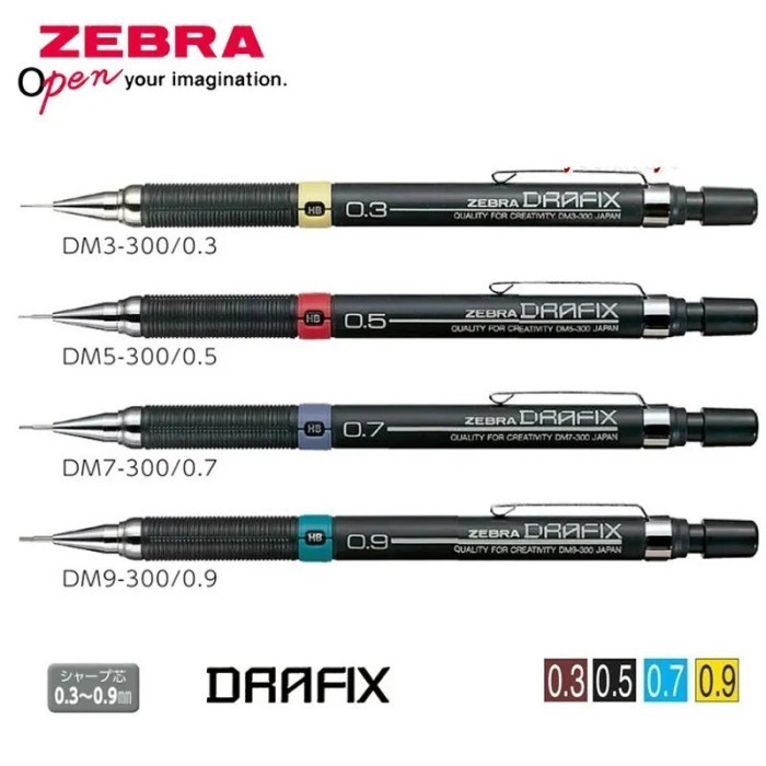

Zebra Drafix Drafting Mechanical Pencil 0.3mm 0.5mm 0.7mm 0.9mm Pensil Mekanik DM5-300
