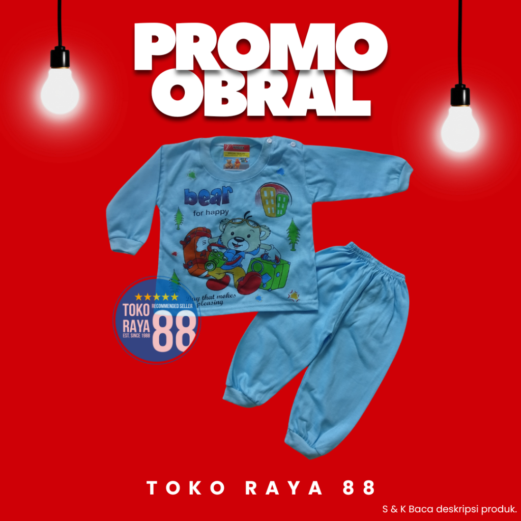 [SPY-VR25] TOKO RAYA 88, Setelan Baju Bayi 3-18 Bln, Viori Bear For Happy DW, Kaos Panjang Anak Lucu