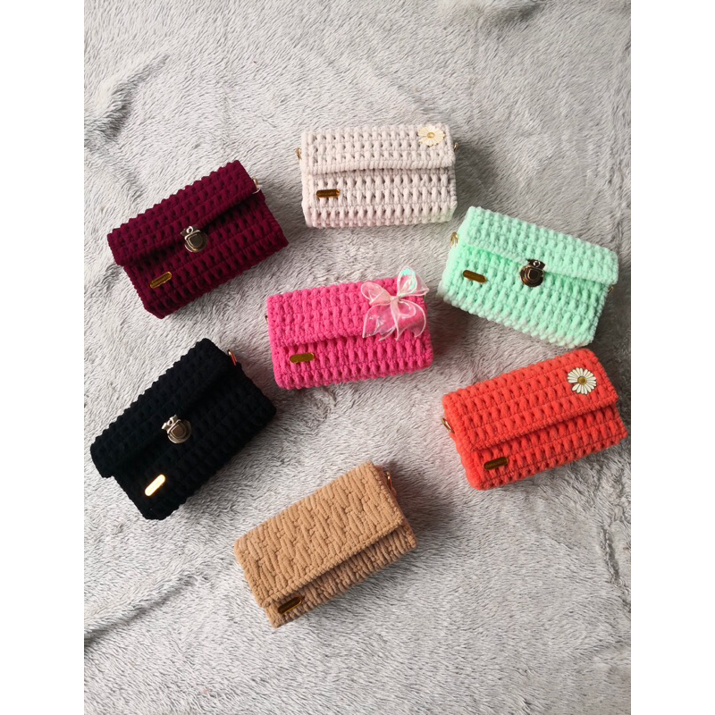 tas rajut/tas rajut canvas/tas rajut benang chenille/tas rajut lucu