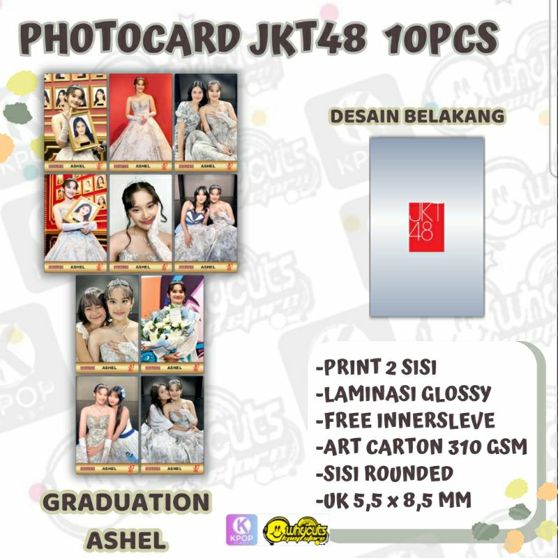 [10pcs] PHOTOCARD SET JKT48 GRADUATION Adel Ashel Zee Shani PRINT 2 SISI LAMINASI GLOSSY ANTI AIR TI