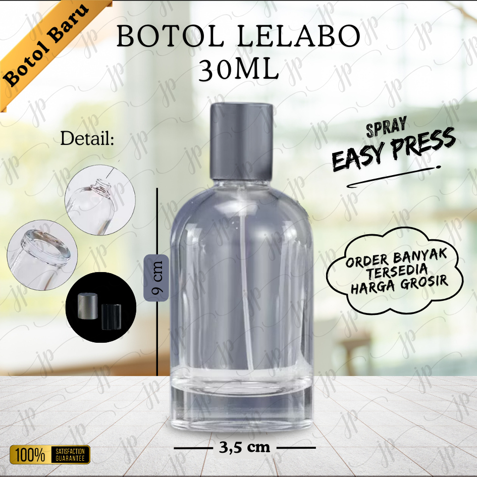 BOTOL LELABO /  LE LABO KOSONG 30ML BOTOL PARFUM SPRAY EASY PRESS TUTUP HITAM/GREY GOLD(BARU)