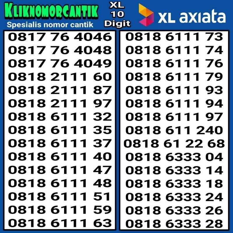 Nomor cantik XL 10 digit kartu perdana XL 10 Digit. 4