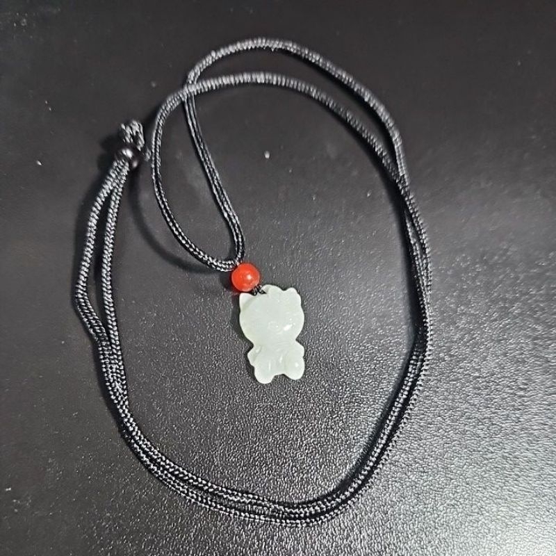 Giok Green HeTian Jade Batu asli Kalung tali adjustable