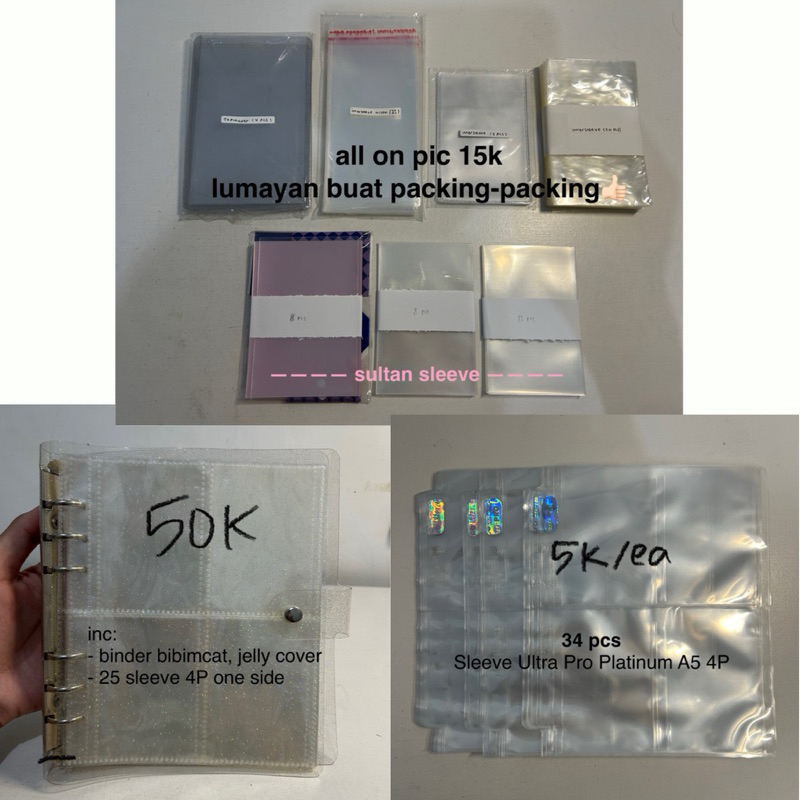 (BACA DESKRIPSI) preloved inner sleeve toploader pc photocard & binder bibimcat A5 & sleeve ultra pr