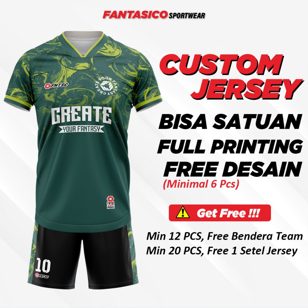 Fantasico Baju Futsal Murah Jersey Jarsey Kaos Setelan Stelan Custom Kostum Anak Batik Satuan Full P