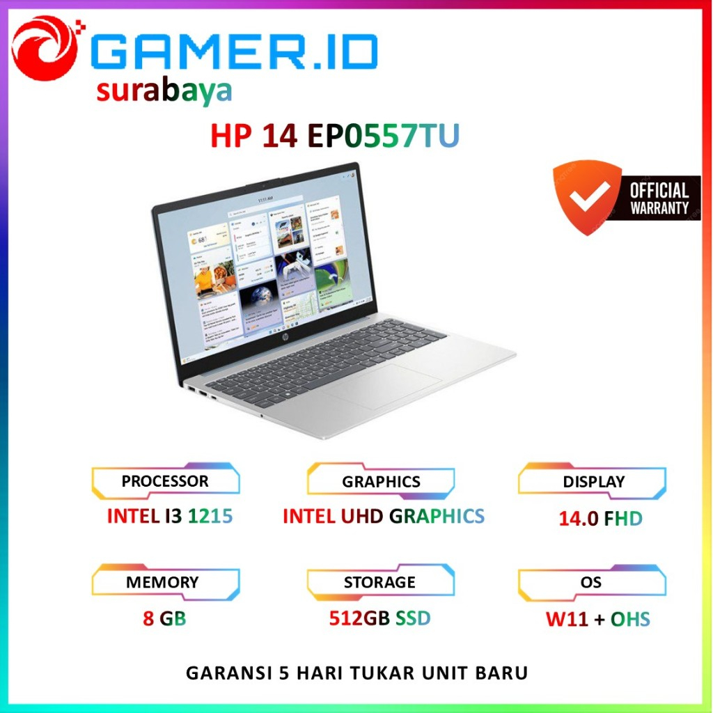HP 14 I3 1215 - 8GB 512GB 14.0FHD BLIT
