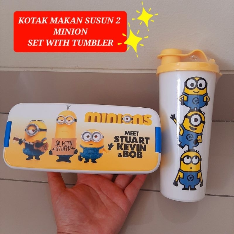 lunch box minions susun 2 kotak makan karakter anak lunch box susun tumbler minion tumbler karakter 