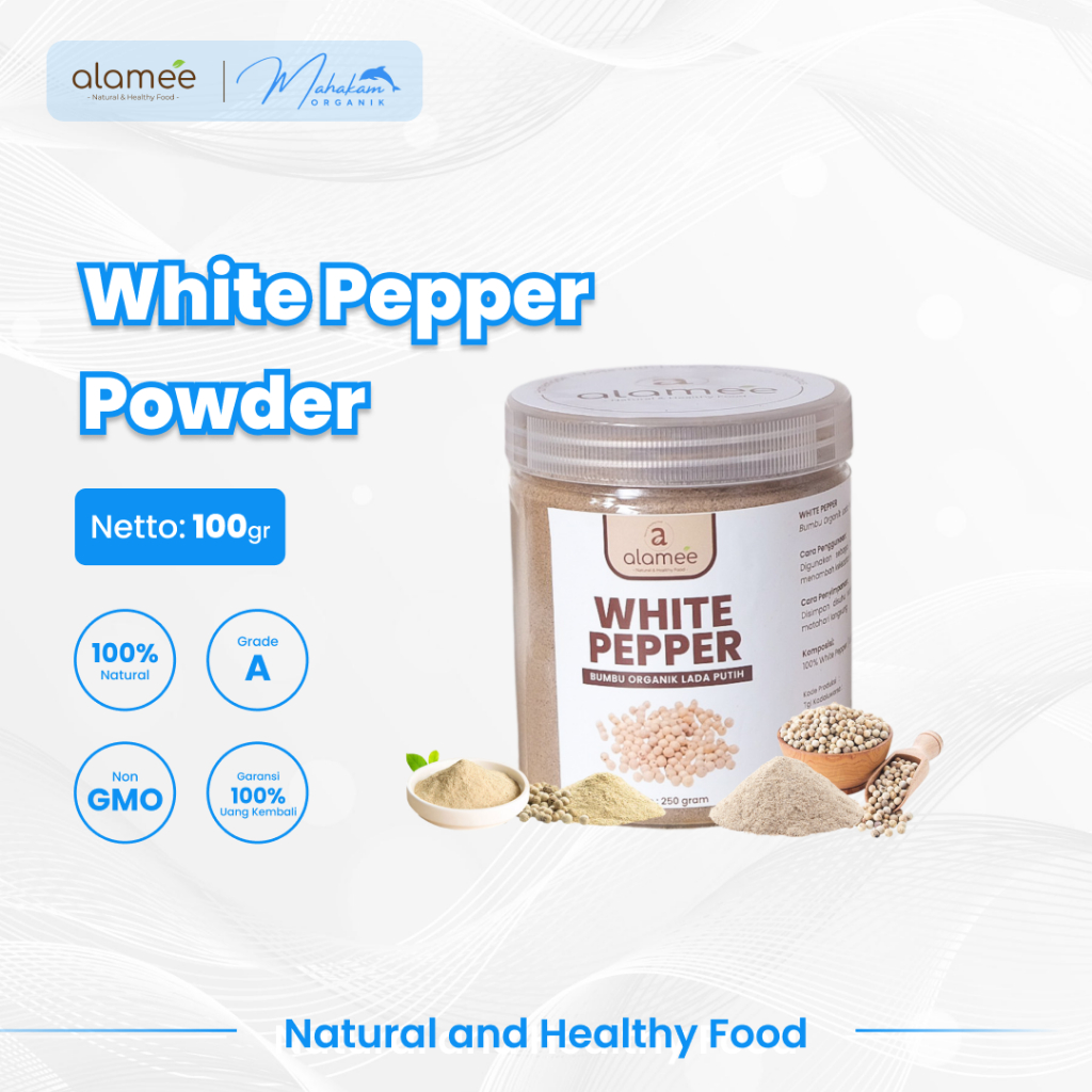 

ALAMEE Bubuk Lada Putih White Pepper Powder Merica Whitepepper Bumbu Dapur Instan 350 gram Organik