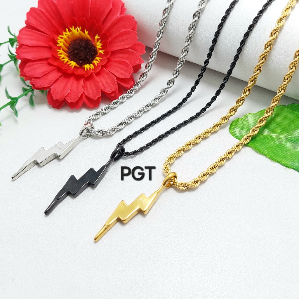 Kalung Petir Kalung Titanium Tambang Liontin Petir Kalung Pria Wanita Anti Karat