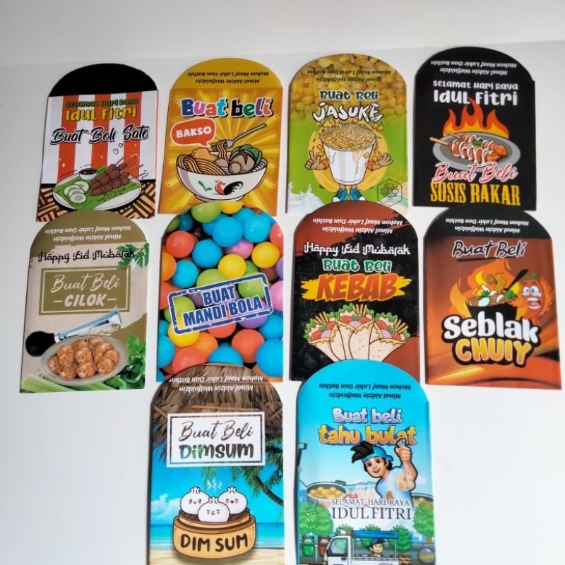 

10pcs Amplop Lebaran medium Karakter Lucu / Amplop Lebaran Snack / angpao idul Fitri / amplop idul Fitri / amplop thr makan tahu bulat