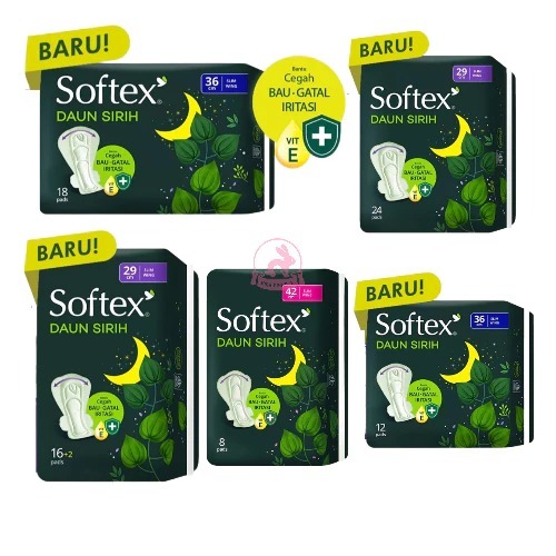 SOFTEX Daun Sirih night wing 42cm/ 36cm/ 29cm pembalut wanita
