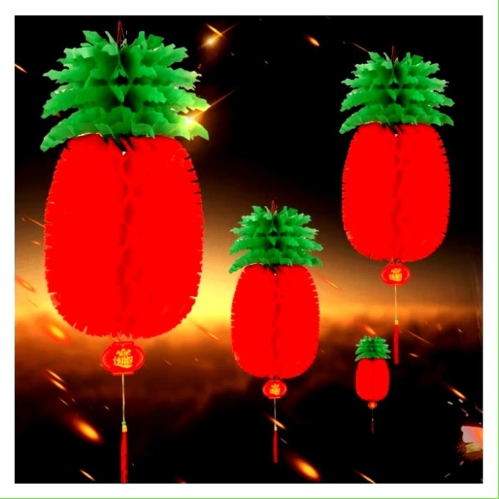 LAMPION GANTUNG IMLEK / LAMPION NANAS MERAH / LAMPION IMLEK NANAS PLASTIK ,/ HIASAN ORNAMENT IMLEK