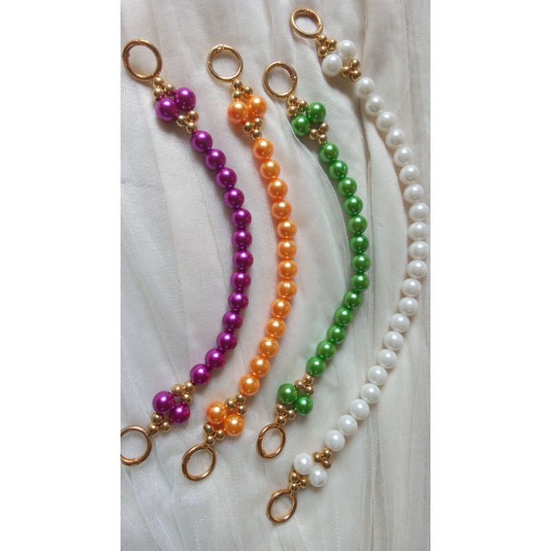 Tali Tas Murah Mutiara Pendek/Handle Bag Mutiara Dengan Pengait Bulat Buka Tutup Uk 30 cm (1 picis)