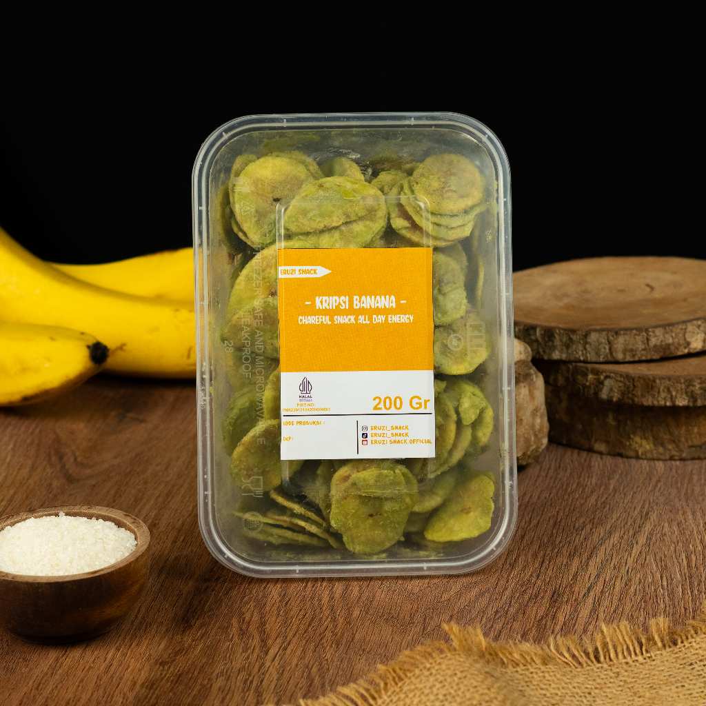 

KRIPSI BANANA | Cemilan keripik Pisang 200 Gram | Eruzi snack