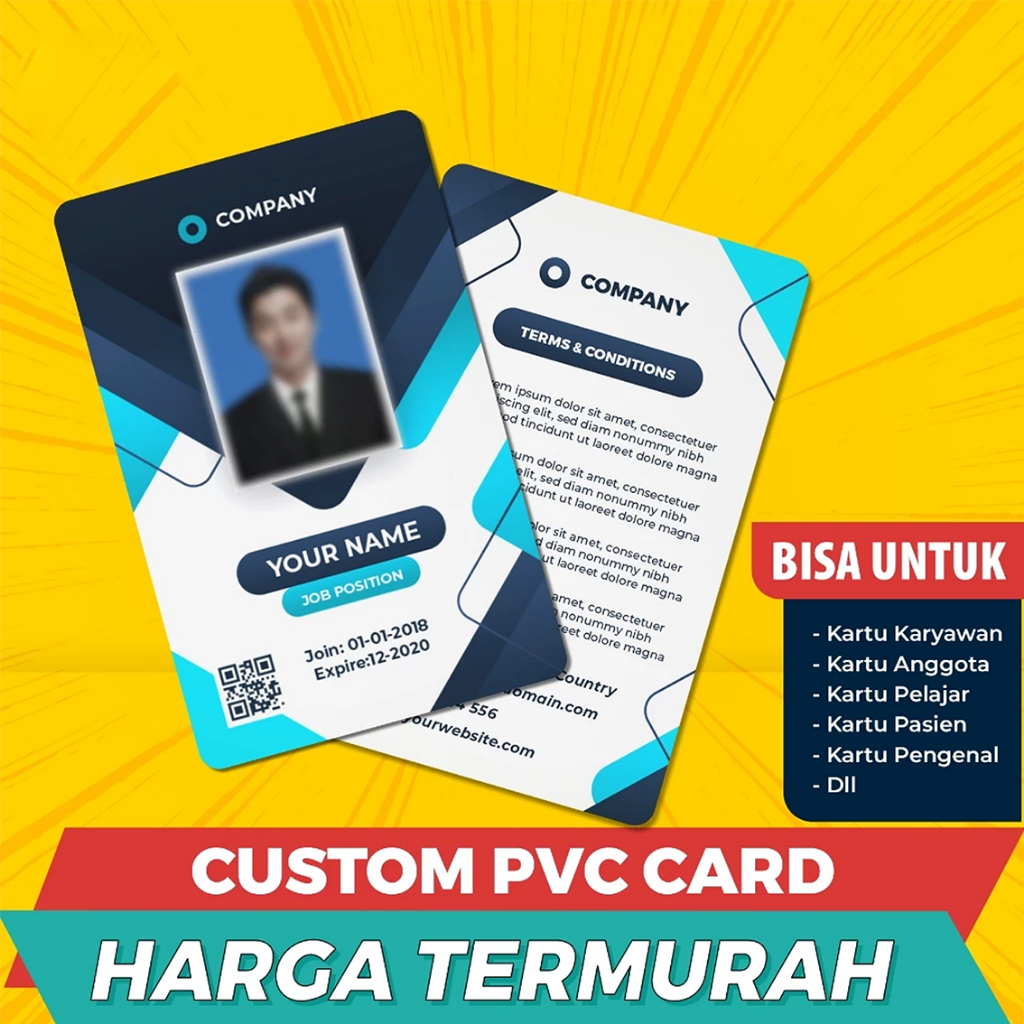 

Cetak ID Card / Plastic PVC / Kartu Member / ID Card Karyawan 1 SISI / 2 SISI