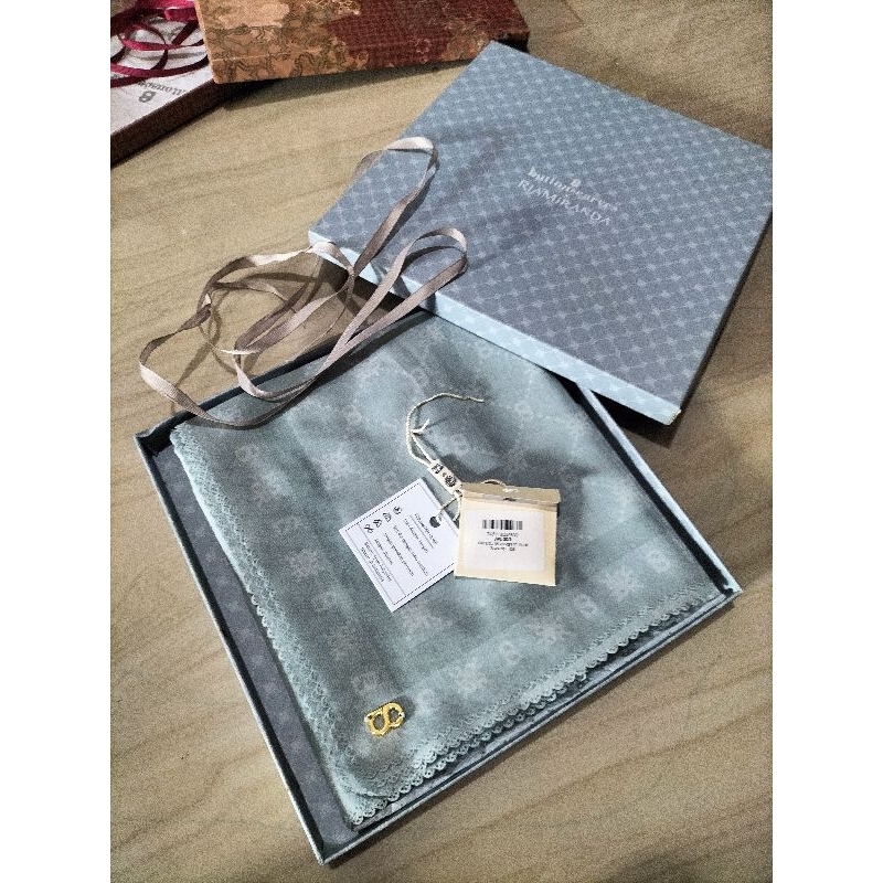 preloved Buttonscarves xanadu monogram voal square ice